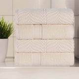 Zero Twist Cotton Solid and Jacquard Bath Towel Set of 4