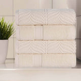 Zero Twist Cotton Solid and Jacquard Bath Towel Set of 4