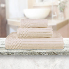 Soho Ribbed Cotton Absorbent 3 Piece Assorted Towel Set