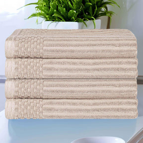 Soho Ribbed Cotton Absorbent Bath Towel Set of 4