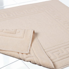 100% Cotton Absorbent Greek Key Border Solid 2 Piece Bath Mat Set