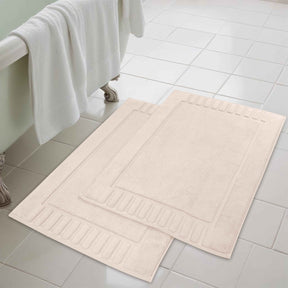Leo Cotton Solid Modern Absorbent Heavy Washable Bath Mat Set of 2