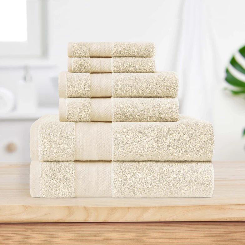 Turkish Cotton Highly Absorbent Solid 6 Piece Towel Set