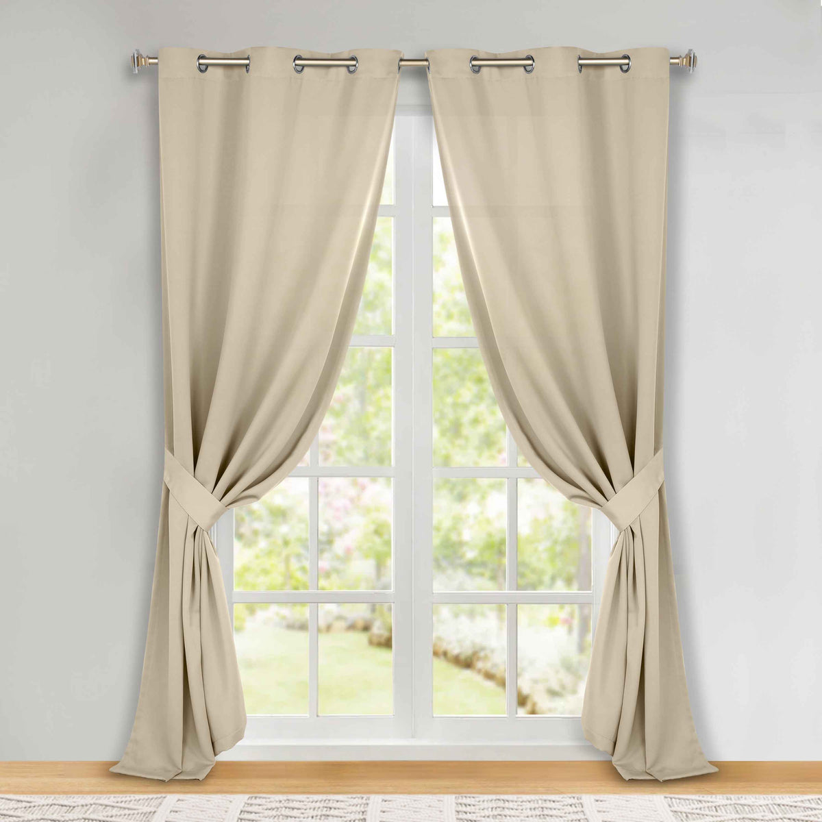 Classic Modern Solid Room Darkening Blackout Curtain Panels, Set of 2