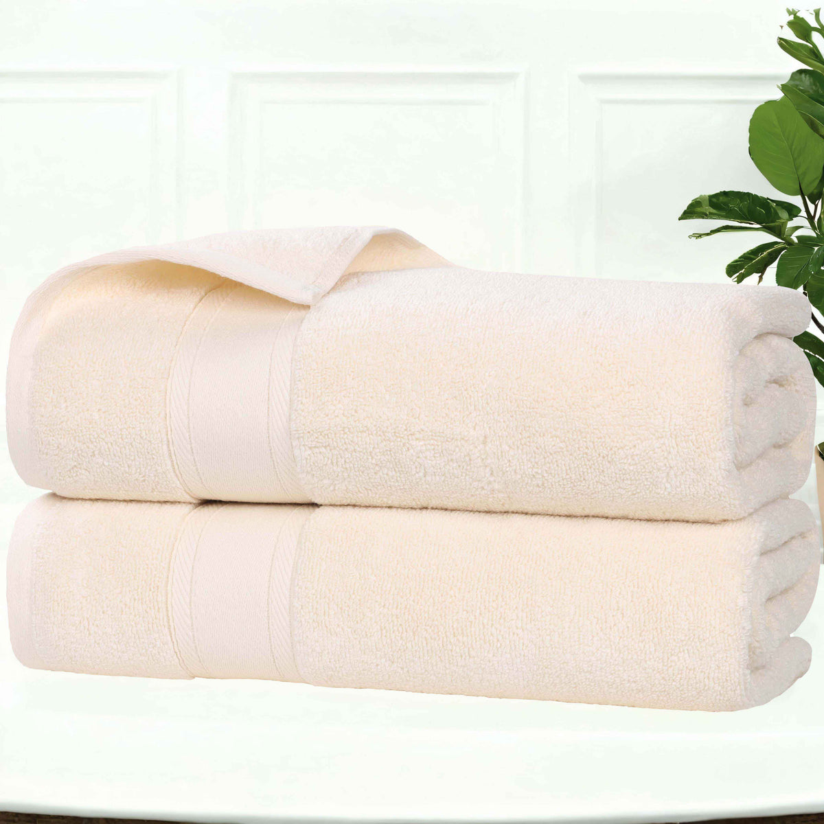 Zero Twist Cotton Medium Weight Soft Bath Towel Set of 2