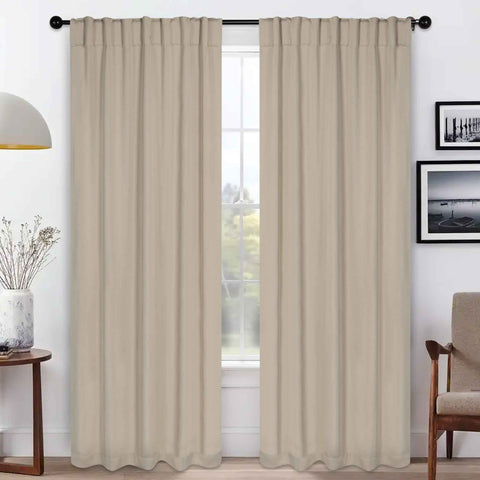 Blackout Window Curtains Solid Room Darkening Back Tab Set of 2
