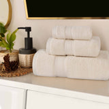 Chevron Zero Twist Solid Soft Absorbent Cotton 3 Piece Towel Set