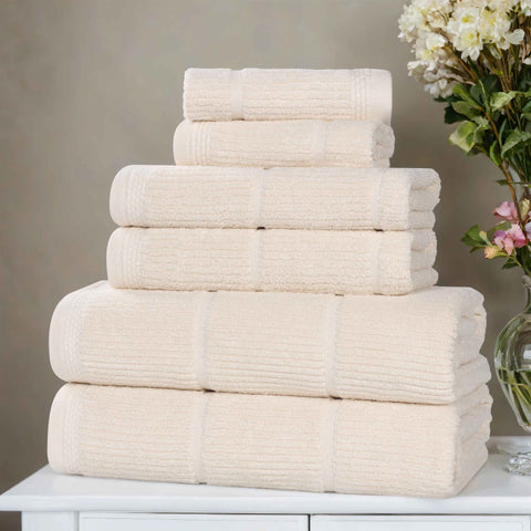 Milo Smart Twist Viscose Cotton Blend Solid Ribbed 6 Piece Towel Set