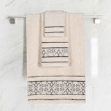 Sadie Zero Twist Cotton Floral Jacquard Absorbent 3 Piece Towel Set