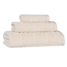 Mika Smart Twist Cotton Solid Textured Ribbed 3 Piece Towel Set