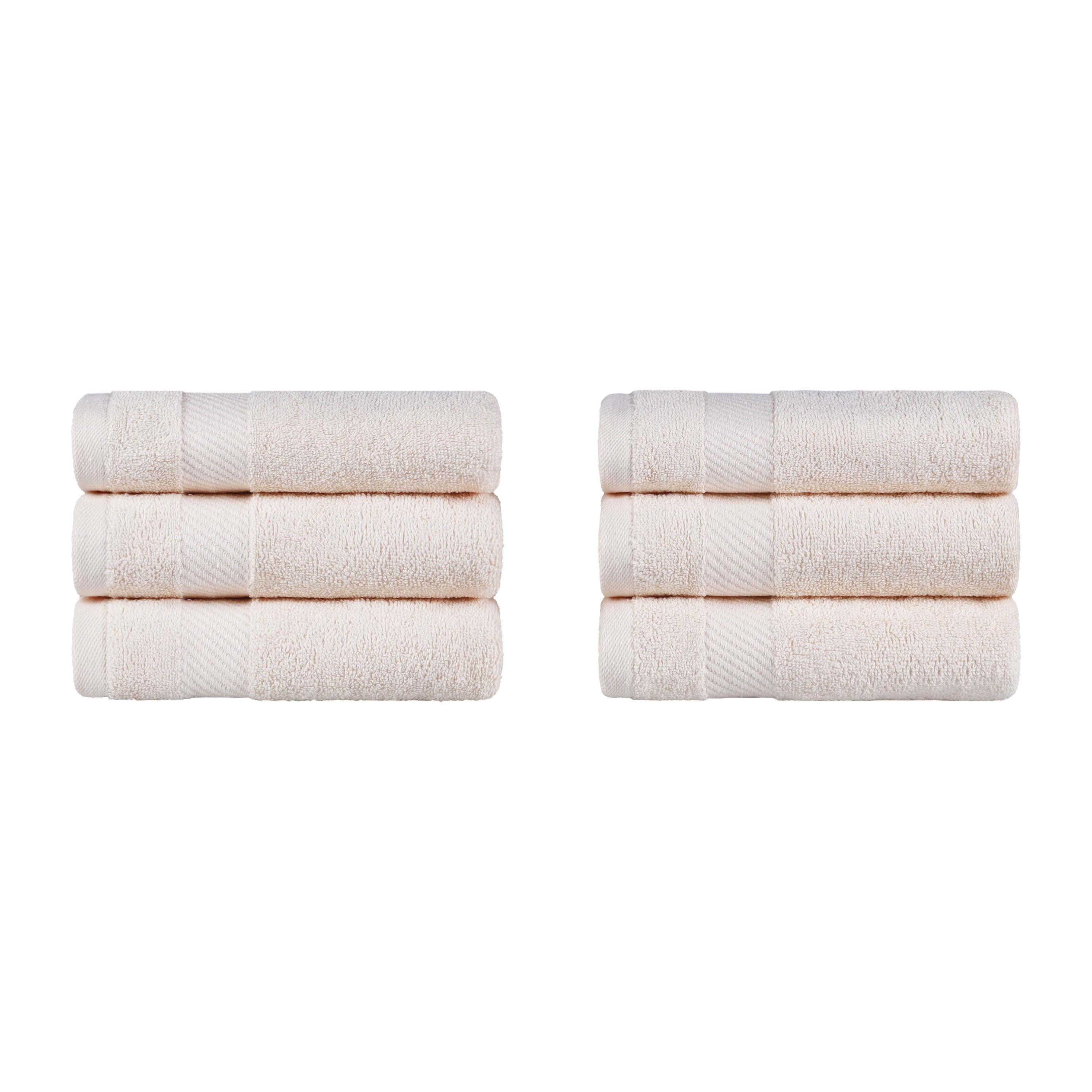 Egyptian Cotton Dobby Border Medium Weight 6 Piece Hand Towel Set