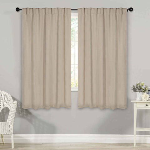 Blackout Window Curtains Solid Room Darkening Back Tab Set of 2