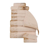 Wisteria Cotton Medium Weight Floral Jacquard Border 12 Piece Towel Set