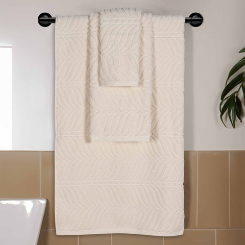 Chevron Zero Twist Jaquard Cotton 3 Piece Bathroom Towel Set