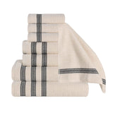 Brea Zero Twist Cotton Ribbed Geometric Border 8 Piece Towel Set