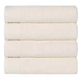 Honeycomb Textured Waffle Border Cotton Bath Towels, Set of 4