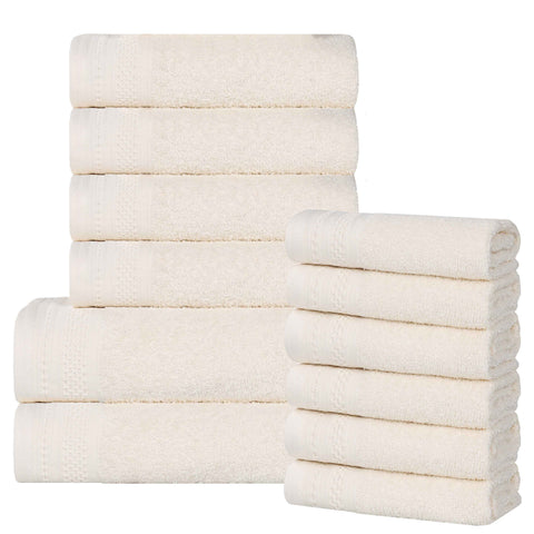 Cotton Waffle Border Towel Set 12-Piece - Honeycomb