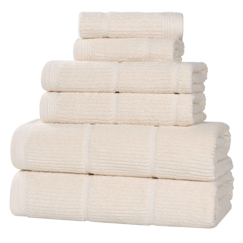 Milo Smart Twist Viscose Cotton Blend Solid Ribbed 6 Piece Towel Set