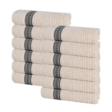 Brea Zero-Twist Cotton Ribbed Face Towel Set 12 Piece