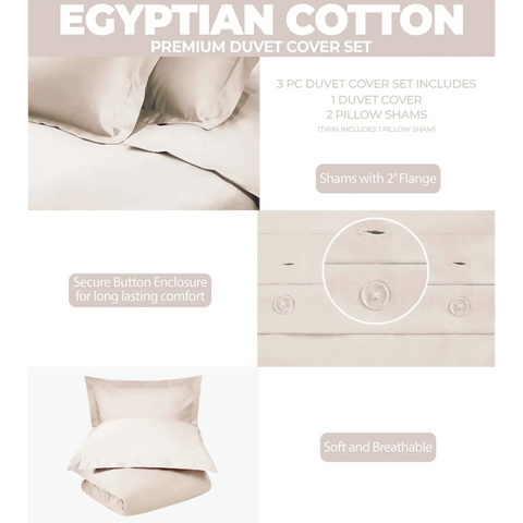 400 Thread Count Egyptian Cotton Solid Duvet Cover