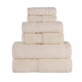 Chevron Zero-Twist Cotton Jacquard and Solid Towel Set 6 Piece