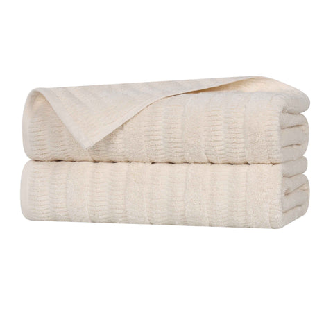 Mika Smart Twist Viscose Cotton Blend Ribbed Bath Sheets, Set of 2