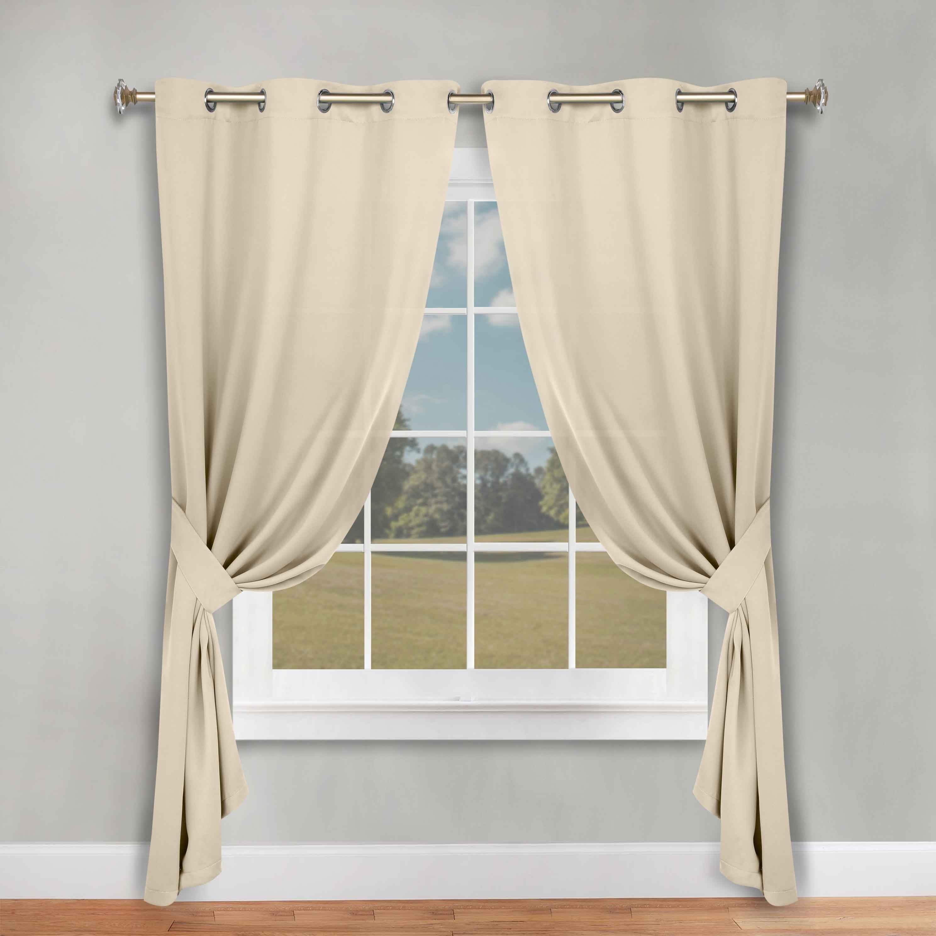 Classic Modern Solid Room Darkening Blackout Curtain Panels, Set of 2