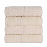 Zero Twist Cotton Solid and Jacquard Bath Towel Set of 4