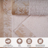 Cotton Floral Jacquard Border Bath Towel Set of 4 - Wisteria