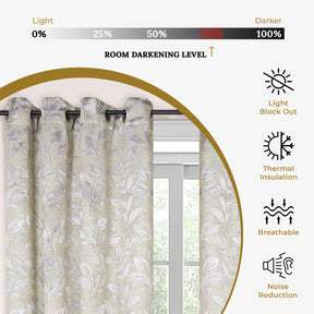 Leaves Room Darkening Blackout Curtain Panel Sets 8 Pieces