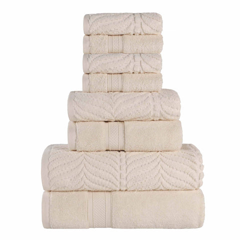 Chevron Zero Twist Solid and Jacquard Cotton 8 Piece Towel Set