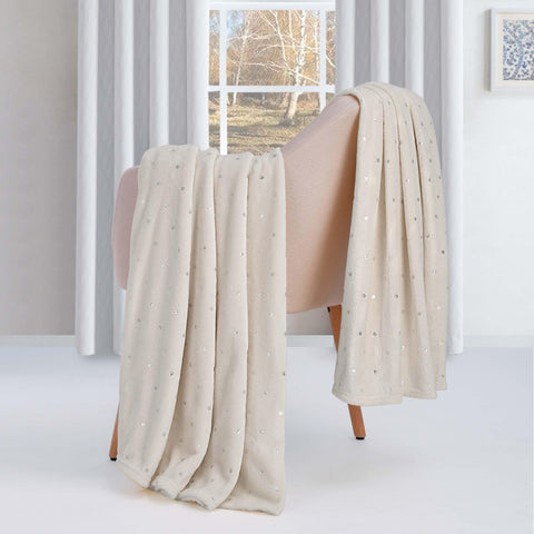 Fleece Plush Medium Weight Fluffy Soft Decorative Polka Dot Blanket