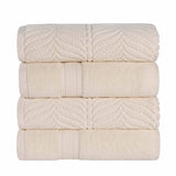 Zero Twist Cotton Solid and Jacquard Bath Towel Set of 4