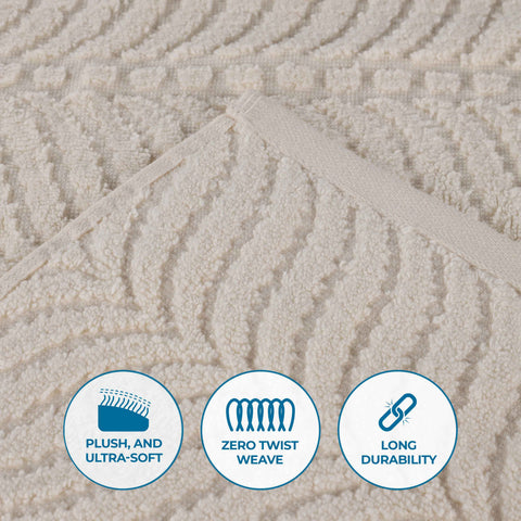 Chevron Zero Twist Jaquard Cotton 3 Piece Bathroom Towel Set