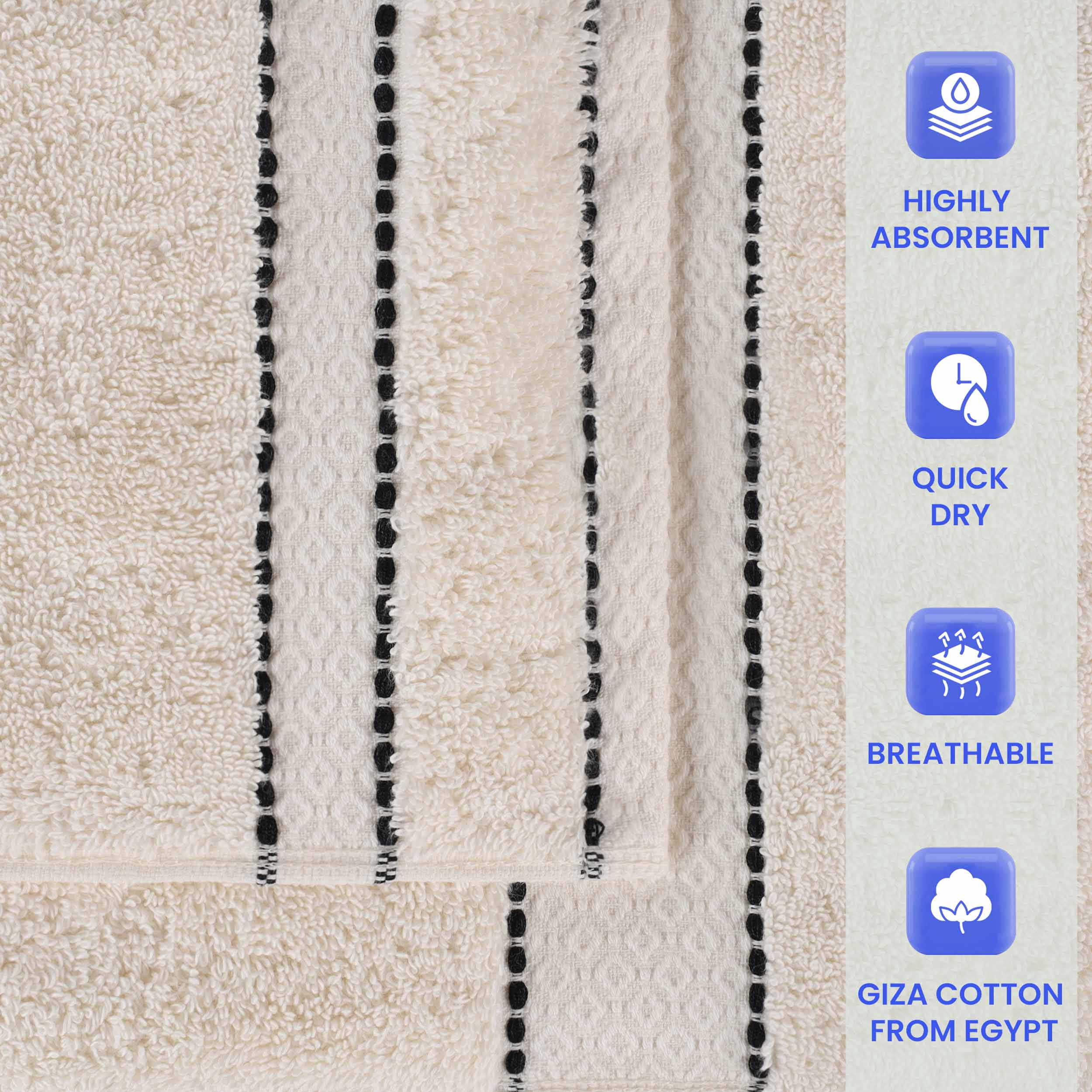 Niles Egyptian Giza Cotton Plush Heavyweight Soft 9 Piece Towel Set
