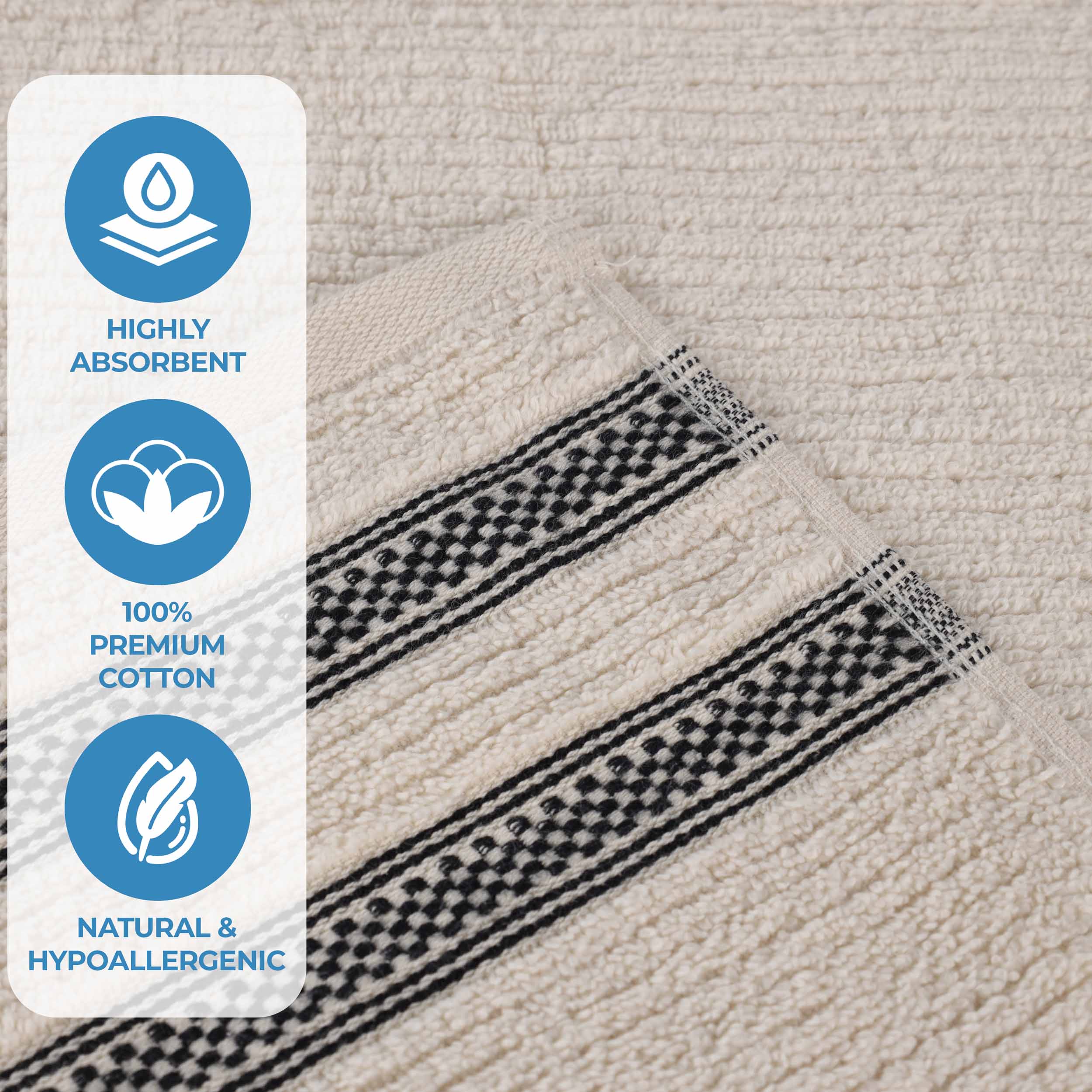 Brea Zero Twist Cotton Ribbed Geometric Border 12 Piece Towel Set