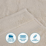 Chevron Zero Twist Solid Soft Absorbent Cotton 3 Piece Towel Set