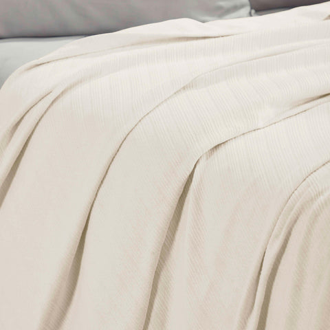 Milan Cotton Textured Jacquard Striped Lightweight Woven Blanket