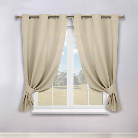 Classic Modern Solid Room Darkening Blackout Curtain Panels, Set of 2