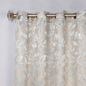 Leaves Room Darkening Washable Blackout Curtain Panels, Set of 2