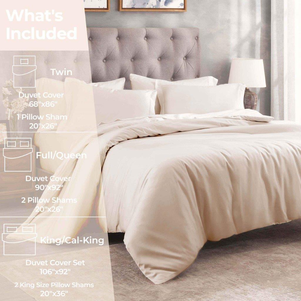 Egyptian Cotton 300 Thread Count Solid Luxury Duvet Cover Set
