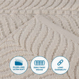 Chevron Zero Twist Solid and Jacquard Soft Cotton 12 Piece Towel Set