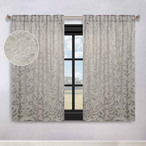 Leaves Room Darkening Back Tabs Blackout Curtain Panels, Set of 2