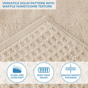 Napa Zero Twist Cotton Solid Waffle Face Towel Washcloth Set of 12