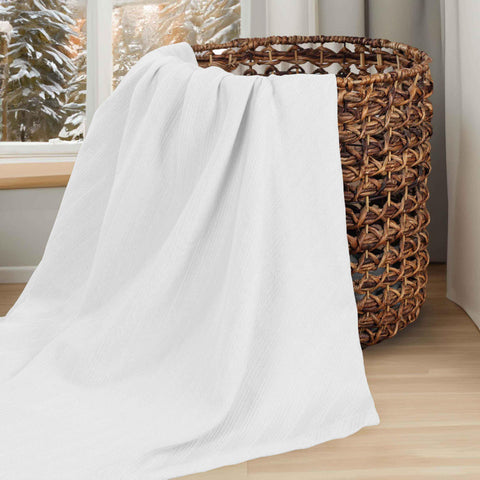 Milan Cotton Textured Jacquard Striped Lightweight Woven Blanket