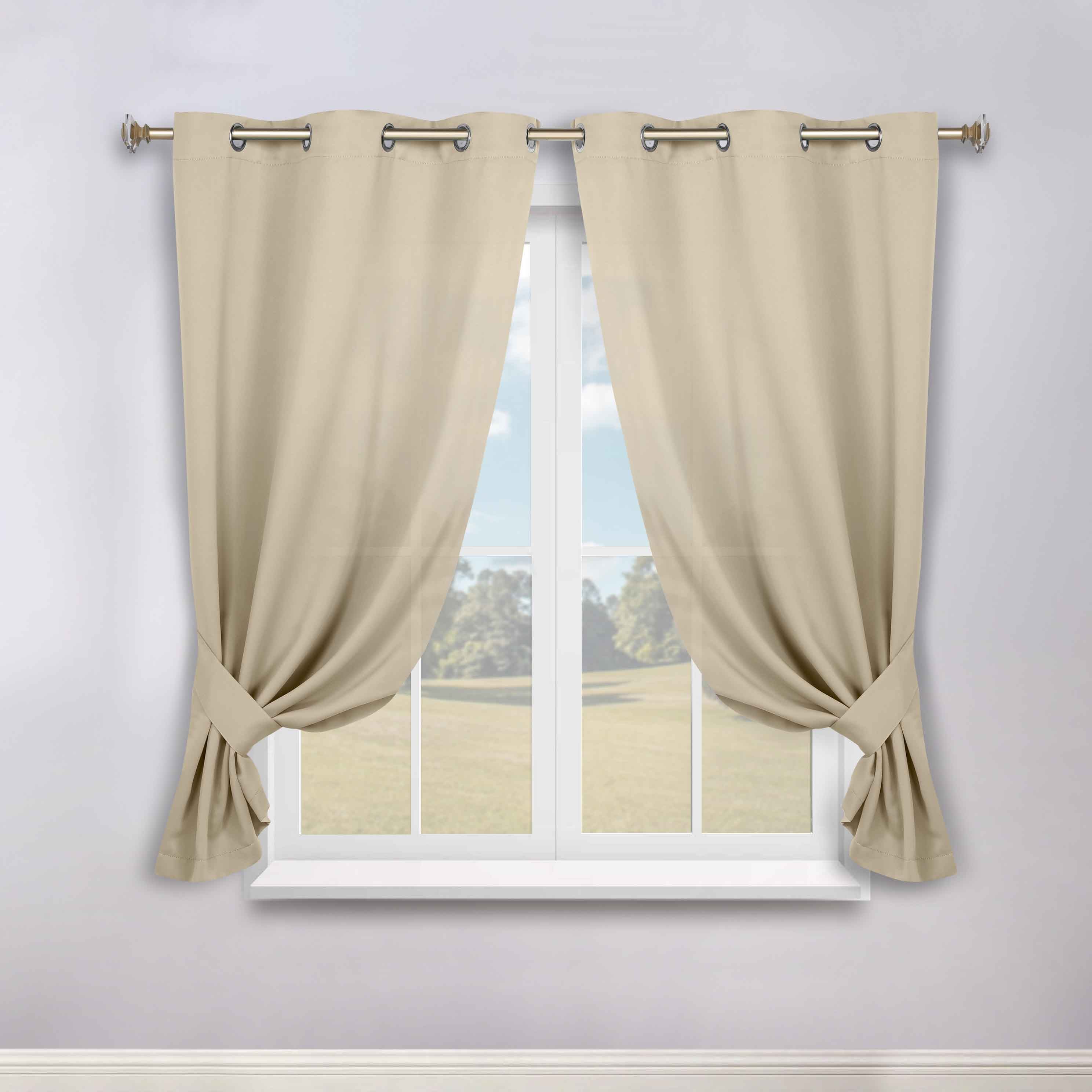 Classic Modern Solid Room Darkening Blackout Curtain Panels, Set of 2