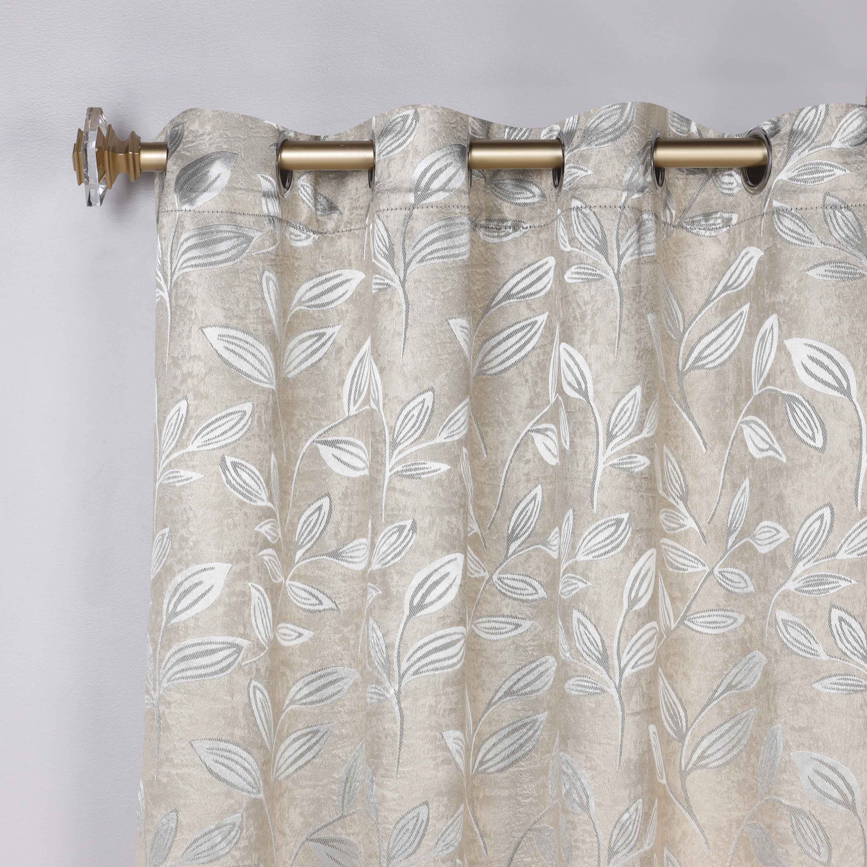 Leaves Room Darkening Washable Blackout Curtain Panels, Set of 2