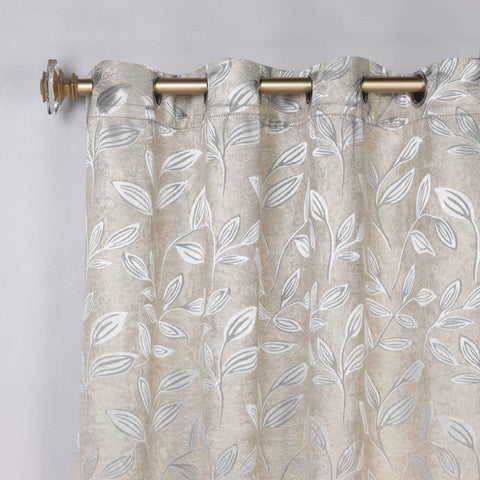 Leaves Room Darkening Washable Blackout Curtain Panels, Set of 2