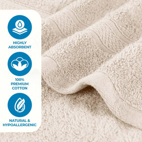 Chevron Zero Twist Solid Soft Absorbent Cotton 3 Piece Towel Set