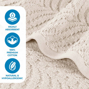 Chevron Zero Twist Solid and Jacquard Soft Cotton Bath Towel Set of 4
